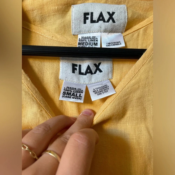 Rare FLAX|| Linen Canary Yellow Set. Short sleeve shirt and Jacket w/buttons  Sm - Picture 7 of 10